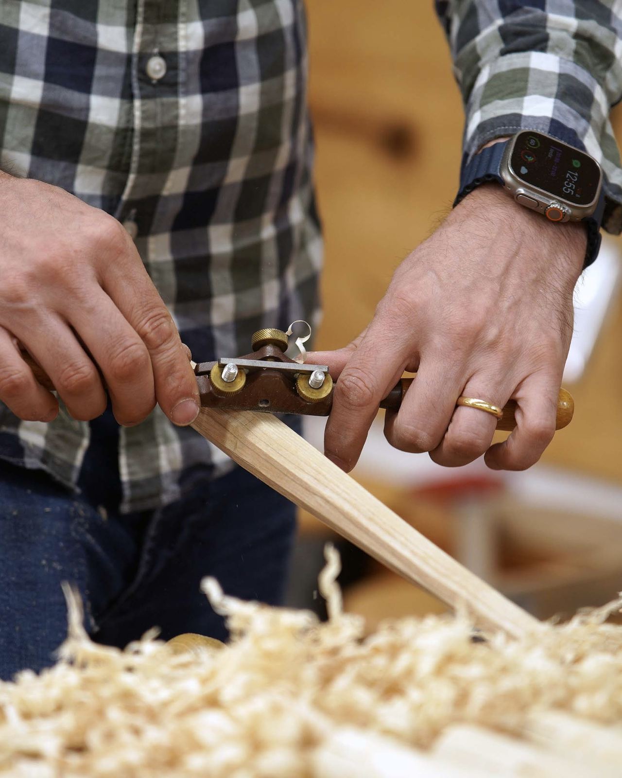 Spokeshave on chair stretchers